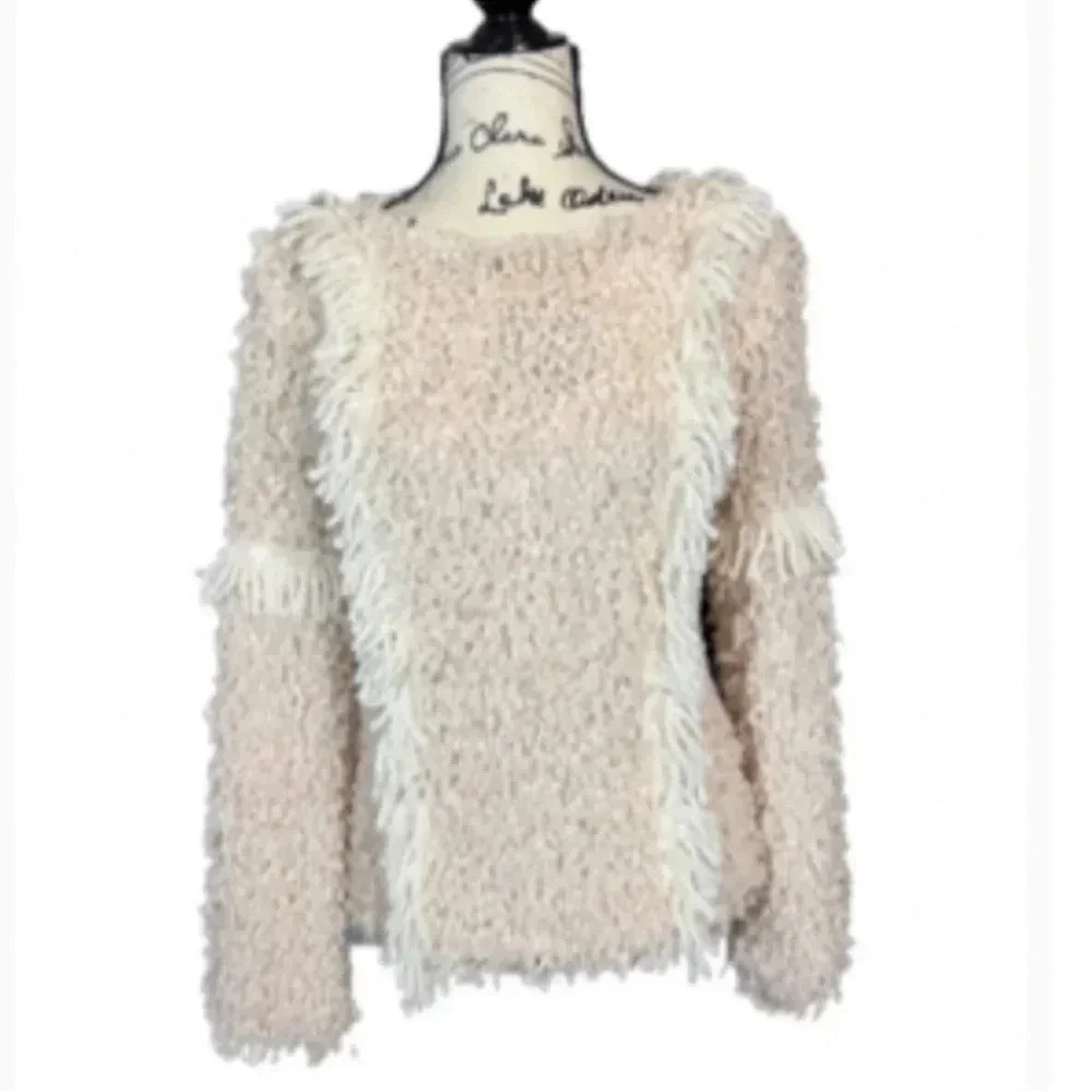 FREE THE ROSES COTTAGE CORE CREW NECK SWEATER CREAM AND TAN - Picture 5 of 10